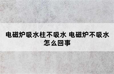 电磁炉吸水柱不吸水 电磁炉不吸水怎么回事